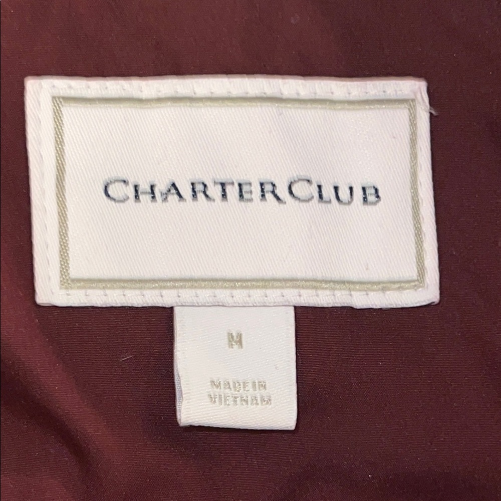 Charter Club Women’s Burgundy Puffer Jacket Quilted Insulated Gold Hardware SZ M - Picture 2 of 16